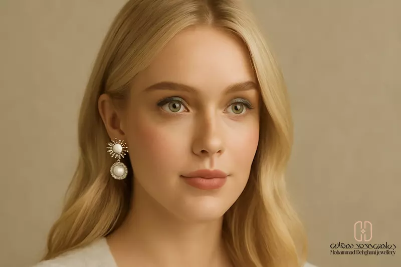 گوشواره جواهر مناسب فرم صورت بیضی