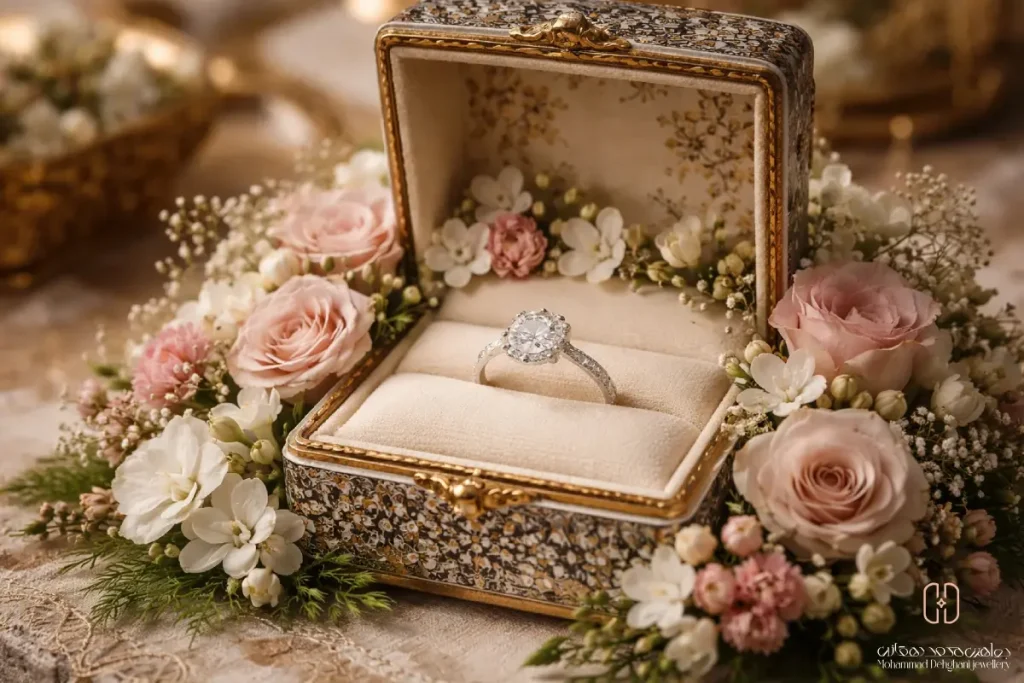 انگشتر نشون گل آرایی شده