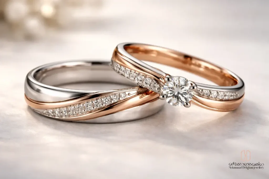 حلقه ست ازدواج دو رنگ