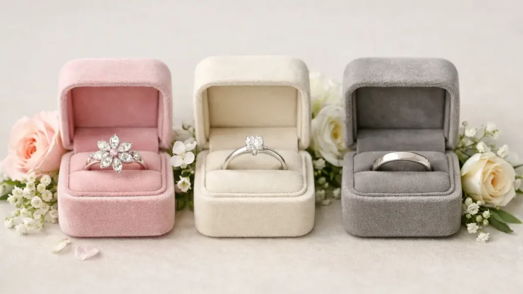 سه انشگتر فلاور جواهر، سولیتر و حلقه ازدواج ساده