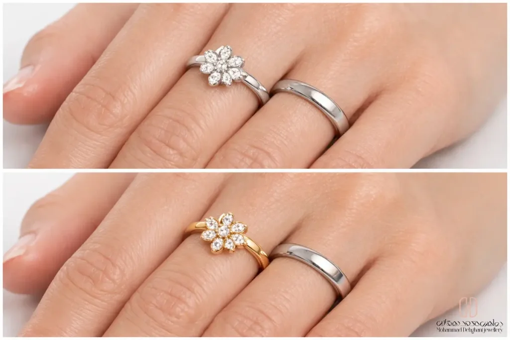 نمای کنار هم از ست هماهنگ و یک ست ناهماهنگ روی دست